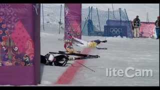 Sochi Winter Olympics Ski Cross  Massive Fall At Finish Line [upl. by Dorie]