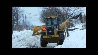 John Deere 544K Plowing Snow [upl. by Enyawud]