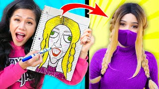 FACE REVEAL to BEST ARTIST to GUESS What She Looks Like Funny Drawing Alies Face Art Challenge [upl. by Rostand]