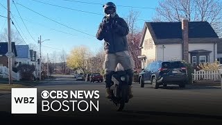 Man with electric unicycle will deliver anything at anytime in Massachusetts city [upl. by Kariv704]