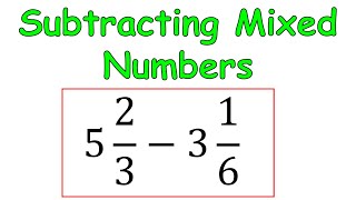 subtracting mixed numbers with unlike  like denominators  Math [upl. by Abbub]