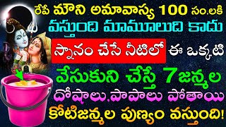 రేపే మౌని అమావాస్య 100 సంలకి వస్తుంది మామూలుది కాదు స్నానం చేసే నీటిలో ఈ ఒక్కటి వేసుకుని చేస్తే [upl. by Arodoeht796]