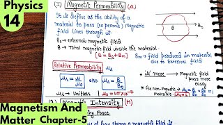 14 Magnetic intensity Magnetic permeability Susceptibility Magnetism and Matter Class12 physics [upl. by Bjorn]