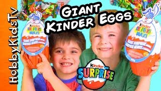 We Open Huge REAL KINDER MAXI Surprise Eggs with HobbyKids [upl. by Joed]