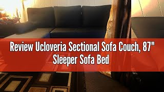 Review Ucloveria Sectional Sofa Couch 87quot Sleeper Sofa Bed with Reversible Storage Chaise Pull Out [upl. by Stolzer]