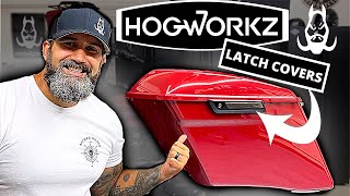 HogWorkz Saddlebag Lid Lever and Latch Cover Set for Harley [upl. by Eanwahs]