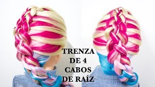 💫 Trenza de 4 Cabos de Raíz Trenza para fiesta [upl. by Declan]