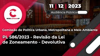 Audiência Pública de Política Urbana  Revisão da Lei de Zoneamento  PL 5862023  11122023 [upl. by Lerred]