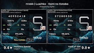 mrekk FCed both Kami no Kotoba top diff with HDDT  osu Hypo [upl. by Oremar]