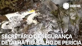 Secretário de Segurança de Vinhedo detalha trabalho de perícia no local do acidente aéreo [upl. by Aihsekyw177]