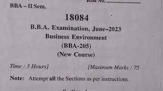 BBA 205 BUSINESS ENVIRONMENT PREVIOUS YEAR EXAM PAPER 2023  CCSU BBA 2ND SEM 2024 🥳🥳 [upl. by Eislrahc859]