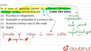 In a type of apomixis known as adventure embryony embryos develop directly from the [upl. by Oderfliw]