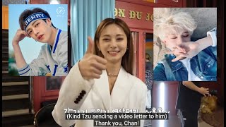 TWICE TZUYU GIVING THANKS TO STRAYKIDS BANGCHAN [upl. by Einahets6]