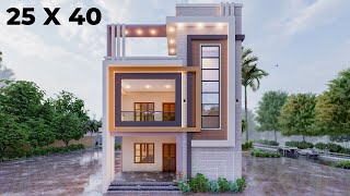 4BHK modern house design with floor plan 25x40 square feet [upl. by Assina]