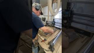 Using the CNC router and drum sander to make Lazy Susan shelves made from bourbon barrel staves [upl. by Hallimaj]