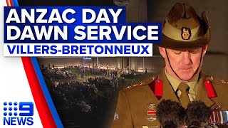 Anzac Day 2023 VillersBretonneux Dawn Service  9 News Australia [upl. by Ati]