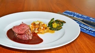 Kochen für Anfänger Rinderfilet auf Rotweinsauce mit Berglinsen und Zucchini  Kochen lernen [upl. by Trudnak]