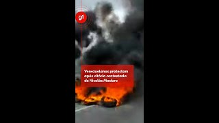 Manifestantes protestam em Caracas após vitória de Maduro ser declarada g1 noticias [upl. by Anehsuc154]