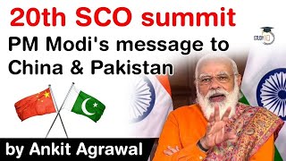 SCO Summit 2020  PM Modi gives a stern message to China and Pakistan UPSC IAS [upl. by Kristel527]