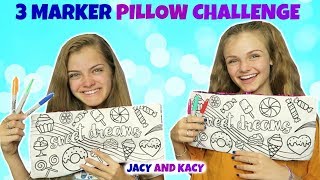 3 Marker Pillow Challenge  Fun DIY Pillows  Jacy and Kacy [upl. by Torin]