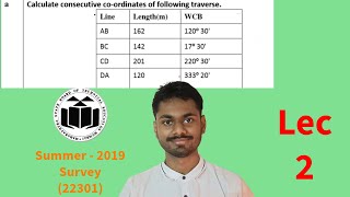 Calculate consecutive coordinates of following traverse Survey 2 [upl. by Airdnahc268]