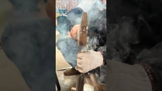 Installation process of manganese steel forged kitchen knife wooden handle [upl. by Schulze]