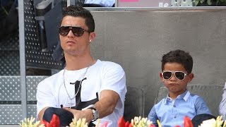 Cristiano Ronaldos Son Meets Messi Interrupts Interview Dressed as Superman [upl. by Towne]