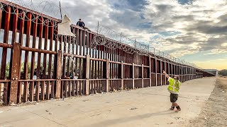 WOW Fed Up Man Stops People From Climbing Over Border Wall With A Ladder [upl. by Aihseyk]