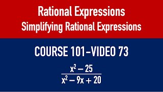 COURSE 101  VIDEO 73 Simplifying Rational Expressions Methods Frameworks and Practical Steps [upl. by Alleuqcaj827]