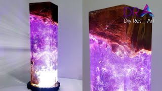 Easy making Epoxy Resin lamp Magical purple  Diy Resin Art [upl. by Ethelind]