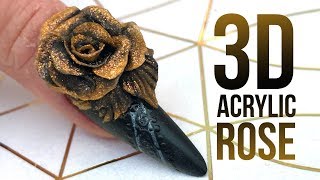 3D Acrylic Rose on a Matte Nail with Glossy Design  Step by Step Nail Tutorial [upl. by Riba]