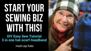 Five in One Polar Fleece Convertible Hat Headband Scarf Make Money Sewing [upl. by Sanson911]