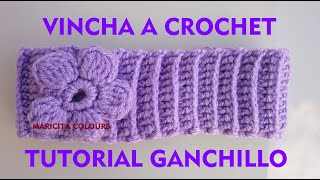 Vincha  42 Crochet Punto en Relieve quotLila quot CON TALLAS por Maricita Colours [upl. by Nomyt]