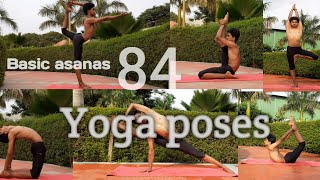 84 yoga poses of hatha yoga Basic asanas  only 7 minutes  Sanyoga  Yogi Sanjay [upl. by Anyrak]