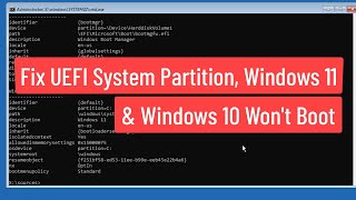 Fix UEFI System Partition Windows 11 amp Windows 10 Wont Boot [upl. by Aitnecserc]