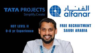 NDT Level II Required  Tata Projects  Alfanar Saudi Arabia Jobs  Free Recruitment gulfjobs andt [upl. by Letnahs141]