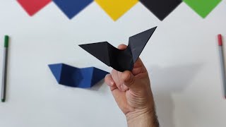 Pipistrello di Carta Semplice Origami Gioco di Carta Piegare la carta per divertimento [upl. by Neelrahc]