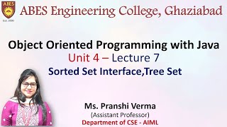 Lecture 7 Unit 4  SortedSet InterfaceTreeSet  OOPs with Java [upl. by Grosmark]