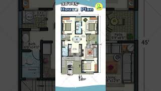 30’× 45’ House Plan with Car Parking 30 by 45 Home Plan 3045 House Plan East Facing 3BHK Home [upl. by Eelan]