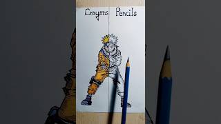 Crayons vs Coloured pencils quotNarutoquot drawing 😱🔥 naruto drawing art [upl. by Seafowl]