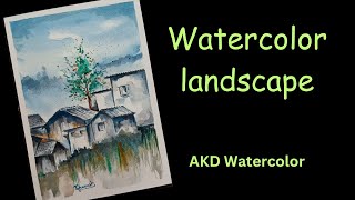 Watercolor landscape painting  AKD Watercolor [upl. by Lanrev]