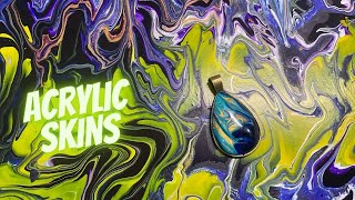 How to Make Acrylic Skins Tutorial Acrylic Skin Jewelry Pour Painting Fluid Art [upl. by Evanne]