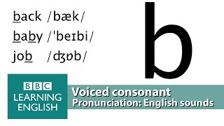 English Pronunciation 👄 Voiced Consonant  b  back baby and job [upl. by Rudman]