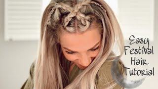 Easy Festival Hair Braid Tutorial  Viking Braids  Quick Lagertha Hair [upl. by Carrew236]