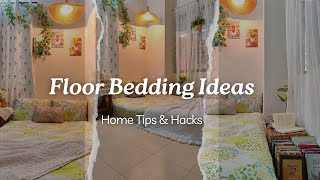 Floor Bed Set Up  Floor Mattress  Floor Bedding Ideas  Bedroom Tips amp Hacks  Boho Bedroom Decor [upl. by Essile]