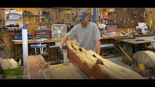 Making a cedar mantel from a live edge slab [upl. by Engen]