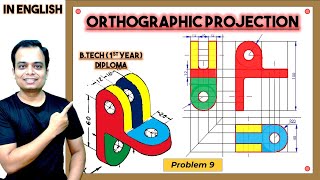 Orthographic ProjectionProblem 9 [upl. by Anirbac]