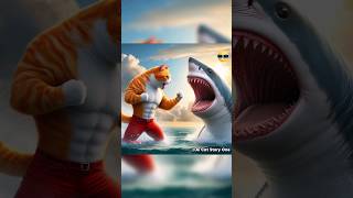 Cat Story😿 Deddy Fights Shark to Save a kitten👊🦈aicatcatloverStorycutecatcute [upl. by Nawek]