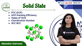 FCC CCP HCP Packing Efficiency CN  Solid State  L5  Unacademy NEET  Akansha Karnwal [upl. by Euginomod663]