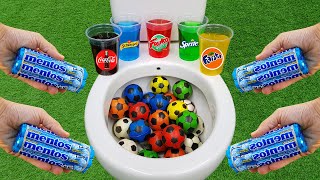 Football VS Popular Sodas  Fruko Coca Cola Fanta Sprite Schweppes and Mentos in the toilet [upl. by Lennie]